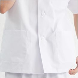 1-612 Montblanc 襟なし白衣/半袖(男性用) ポケット付き