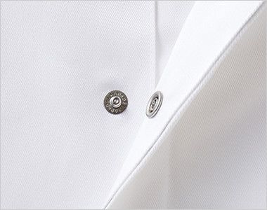 6-1031 1033 1037 Montblanc コックコート/長袖(男女兼用)スタンドカラー 着脱が楽なスナップ仕様。強度があり、腐食・変色しにくいステンレス製。