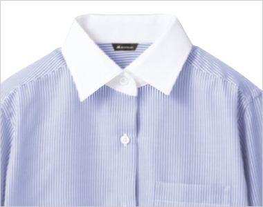 BV2201 Montblanc 長袖ストライプシャツ(女性用) ホワイトの襟がおしゃれな印象