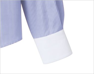 BV2201 Montblanc 長袖ストライプシャツ(女性用) 襟と合わせたホワイトの袖口