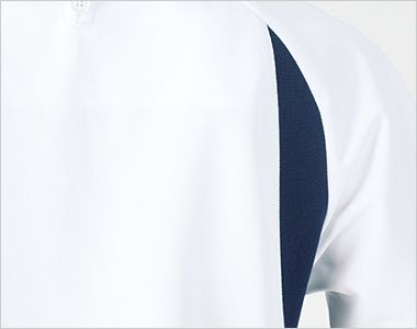 Montblanc MS301 スクラブ[男女兼用] ショルダーリブ。身体のスムーズな動きを追求する肩後ろ部のリブ仕様。