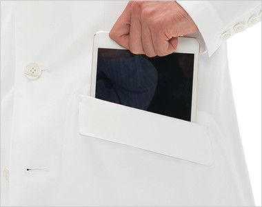 FD4000 ナガイレーベン シングル診察衣長袖(Y体・細身)(男性用) タブレットが収納できる脇ポケット