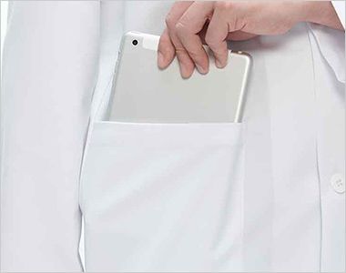 ナガイレーベン JY-3400 シングル診察衣[男性用] タブレット収納可能な腰ポケット