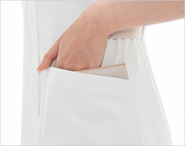 LH6242 ナガイレーベン ビーズベリー チュニック半袖(女性用) おしゃれで収納力のある二重構造の両脇ポケット