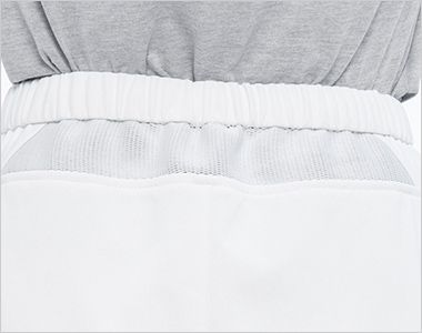 ナガイレーベン LX4023 パンツ[男女兼用] 後ウェスト部分に伸縮性の高い素材を使用することによってかがんでもずり下がりにくくなっています。