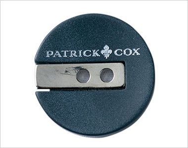 Selery S-24751 [通年]Patrick coxストライプ・ノーカラージャケット ブランド名の入ったボタン