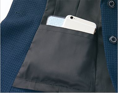 Selery S-25041 [通年]ジャケット [ウィンドウペン/ストレッチ/制菌] 大きめの内ポケット付き
縫い付け仕様のため重さでポケットが伸びる心配なし
