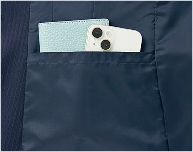 Selery S-25310 25311 [通年]ジャケット [ストライプ] リッチポケット。右腰に大きめの内ポケット付き。縫い付け仕様のため重さでポケットが伸びる心配なし。