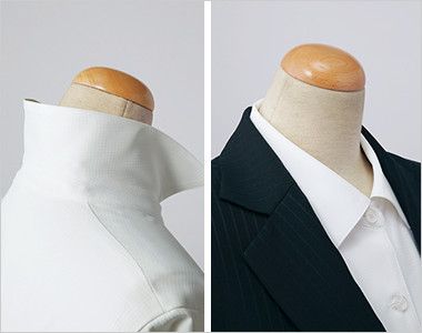 Selery S-36492 36496 36498 [通年] プチプライス・透けない半袖ブラウス 台衿により、ジャケットを着ても、衿がきれいに体に沿ってエレガントに着こなせます