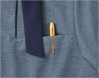 Selery S37350 37351 [春夏用]プルオーバー（七分袖）[吸水速乾/高通気/UVカット] 胸ポケット。左胸にはペンが差せる深さの胸ポケット付き。