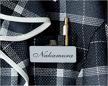 Selery S-50580 [春夏用]夏らしいチェック柄の涼感オーバーブラウス ポケットの型崩れ防止+ペンが沢山挿せるネームホルダー