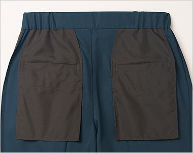 Selery S-51650 51651 51657 [通年]パンツ(テーパードタイプ/裾上げ済み)[ストレッチ/制電/ノータック/脇ゴム] 裏地レスでも下着が響かないように大きめ設計のお尻ポケット。