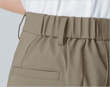 Selery S-51680 51681 51687 [通年]メンズパンツ(テーパードタイプ/裾フリー)[ストレッチ/制電/ノータック/脇ゴム] ウエストゴム。両脇部分がゴム仕様になっているから、お腹まわりがラクチン!