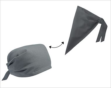 SerVo(サーヴォ) BC5101 三角巾バンダナ帽(男女兼用) 2WAYスタイル。
三角巾やバンダナとして。(B3.グレー) 
