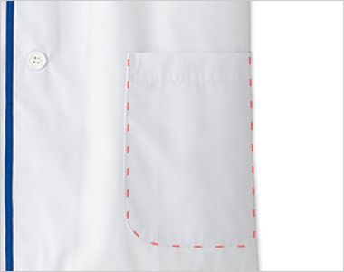 FA-347 デザイン白衣/襟なし/半袖[男性用] 両腰ポケット