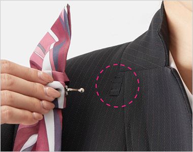 GROW GJAL2560 [通年]ジャケット[ストレッチ/ストライプ/ニット] クリップ式リボンが挟めるアクセサリー用ホルダー
