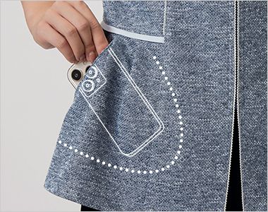 GROW GOBL-2604 [春夏用]オーバーブラウス[ニット/全方向ストレッチ/高通気] スマホが横に入る大きめ両腰スラッシュポケット