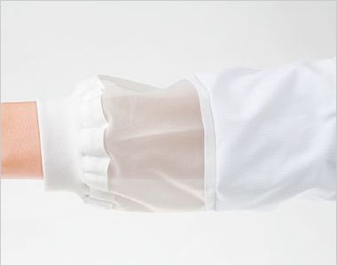 マタニティ用長袖ジャンパー 鹿の子ニット。
通気性の高いメッシュに、ソフトタッチの快適な鹿の子フライスを付けた異物落下対策仕様。