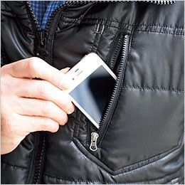 2906 桑和 軽量あたたかい おしゃれな防寒ベスト スマートフォン対応ファスナーポケット