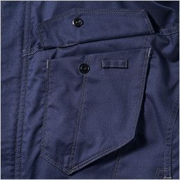 3008-01 桑和 半袖ブルゾン(男女兼用) フラップ付きポケット