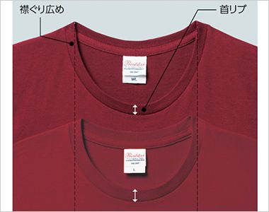 00086-DMT 5.0オンス ベーシックTシャツ[男女兼用] ウーマンサイズ（WM・WLサイズ）は首リブが細く、襟ぐりを広めにし女性らしい仕様となっています。