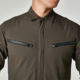 TS DESIGN 5605[春夏用]TSエコダブルライトクロス ロングスリーブシャツ[男女兼用] 大容量ファスナーポケット付き