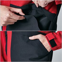 TS DESIGN 84657 [通年]ドライテックブルゾン[男女兼用] 両脇のポケットはフラップ付きの大容量ポケットと脇ポケットの2WAY仕様になっており、収納力が高い。