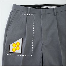 ジーベック 16122 [通年]ビジネススラックス 右脇ポケットに内ポケット付き。
