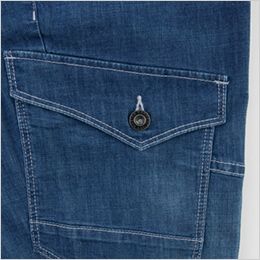 ジーベック 2815[春夏用]現場服 ストレッチ サマーデニムハーフパンツ フラップ付きカーゴポケット