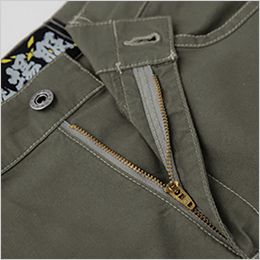 ジーベック 2836 [春夏用]現場服 カーゴパンツ[男性用] 前中心は丈夫な3YGファスナー。