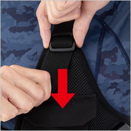 ジーベック 33016 [春夏用]ペルチェベストセット(バッテリー無し)[男性用] 肩の調節ゴムで様々な体型に対応。