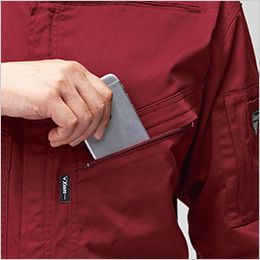 ジーベック 34011 T/Cツイル  楽脱ファスナーつなぎ 続服[男女兼用] 角度のついてる両胸ポケット