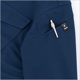 ジーベック 6305 [通年]長袖ポロシャツ[男女兼用] 左袖ペン差し。
