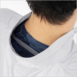 ジーベック 42-XE98034 空調服半袖ブルゾン 首元の調整ヒモで空気の抜けを調節。