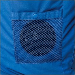 ジーベック XE98107 [春夏用]空調服半袖ブルゾン（ハーネス対応）[男性用] ファン落下防止メッシュ。（表側）
