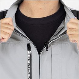 ジーベック XE98108 [春夏用]空調服®半袖ブルゾン[男性用] 左右に引っぱると瞬時に外せるクイックファスナー。