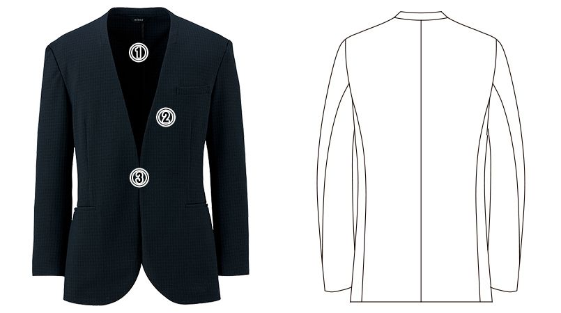 aitoz(アイトス) 46055 [通年]メンズノーカラージャケット[ストレッチ