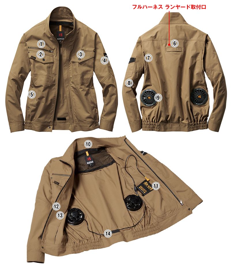 空調服 バートル AC1131SET エアークラフトセット 長袖ブルゾン(男女兼用) 綿100% 商品詳細・こだわりPOINT
