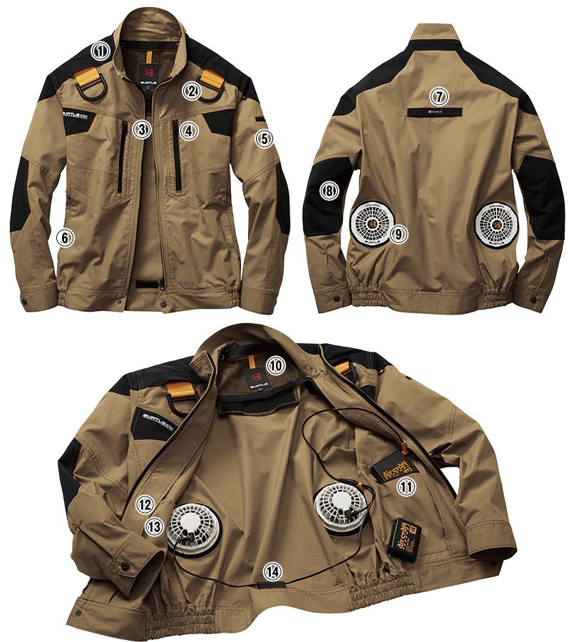 空調服 バートル AC1141SET エアークラフトセット 綿100% ハーネス対応 長袖ブルゾン(男女兼用) 商品詳細・こだわりPOINT