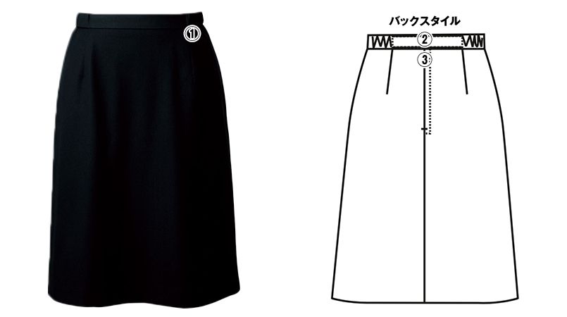 FS45918 nuovo(ヌーヴォ) 脇ゴムAラインスカート(9号 54cm丈)[ストレッチ]｜事務服の通販ならユニフォームタウン