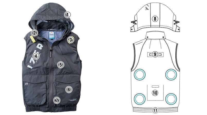 アイズフロンティア 10256S [春夏用][4つ穴]A.S.S.ワークベスト[男性用