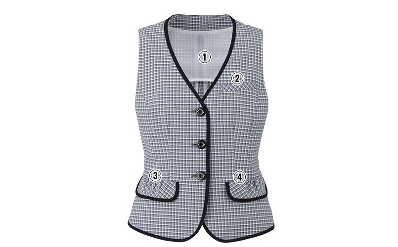 ESV460 Enjoy ベスト チェック｜事務服の通販ならユニフォームタウン