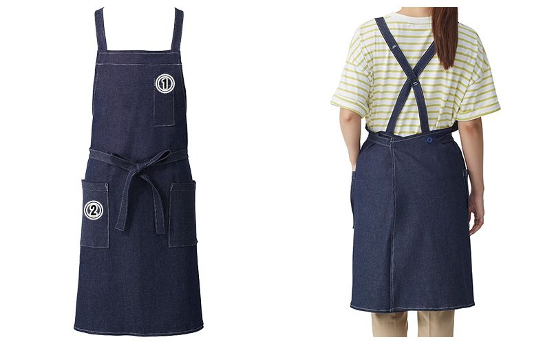 興栄繊商 KD80 胸当てデニムエプロン（X型）[女性用]｜ユニフォームの
