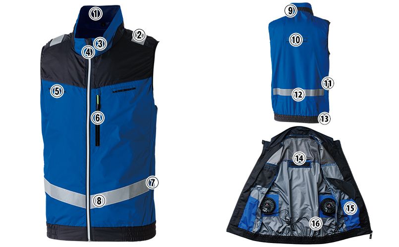 桑和 736916 [春夏用]EFベスト（反射材付）[男性用]｜ユニフォームの