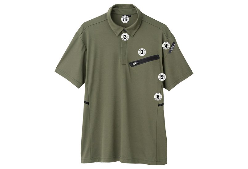 ジーベック 6110[春夏用]クロスゾーン 半袖アイスポロシャツ[男女兼用