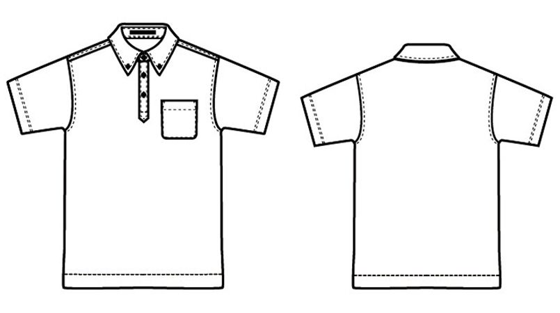 AZ10599 アイトス ドライボタンダウンポロシャツ/半袖 ハンガーイラスト・線画
