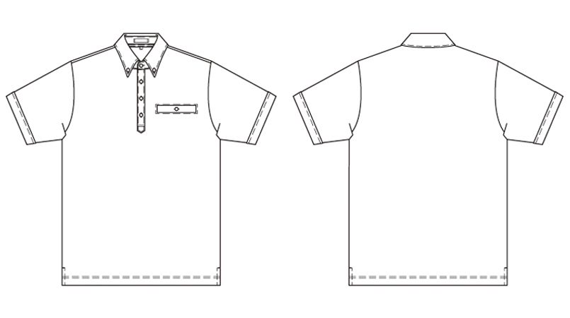 AZ7667 アイトス 部屋干しボタンダウン半袖ポロシャツ(男女兼用) ハンガーイラスト・線画