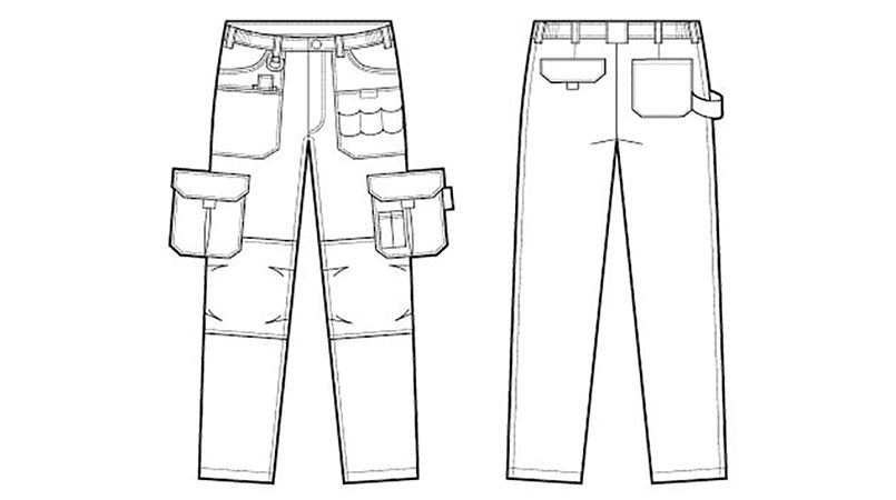 AZ7894 アイトス ストレッチカーゴパンツ(ノータック) ハンガーイラスト・線画