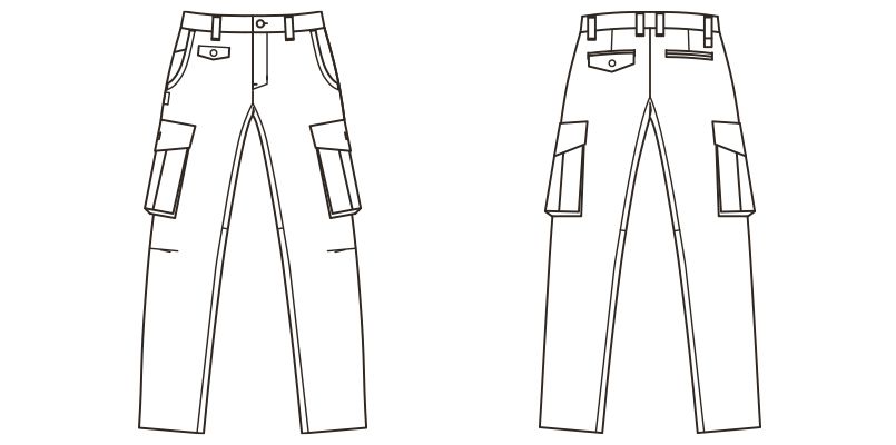 RP6601 ROCKY テーパードカーゴパンツ(男性用) ハンガーイラスト・線画