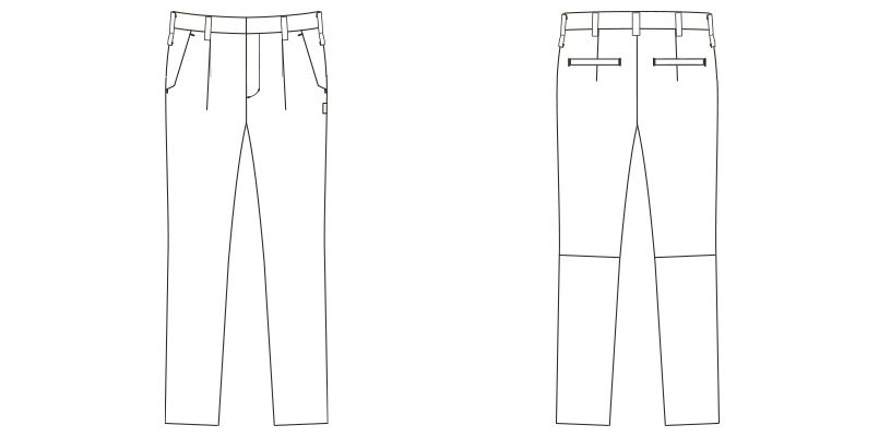 RP6908 ROCKY ワンタックパンツ(男女兼用) ツイル ハンガーイラスト・線画